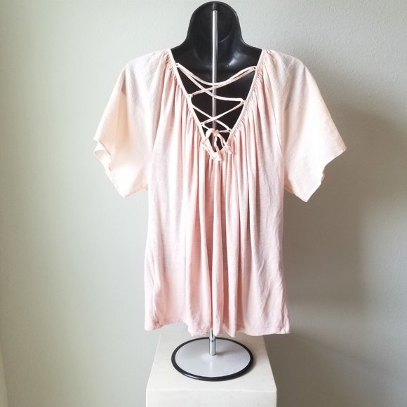 GAP Short Sleeve Tie Back Peasant Tshirt Blouse - Picture 4 of 8